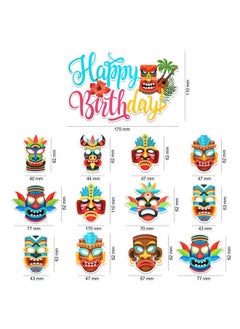 HOWAF Hawaiian Luau Party Decoration Include Palm Leaves Happy Birthday Banner Summer Balloons Tiki Cupcake Topper For Birthday Baby Shower Beach Theme Summer Pool Party Supplies Favors  - Image 4