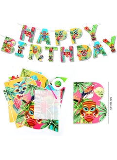 HOWAF Hawaiian Luau Party Decoration Include Palm Leaves Happy Birthday Banner Summer Balloons Tiki Cupcake Topper For Birthday Baby Shower Beach Theme Summer Pool Party Supplies Favors  - Image 2