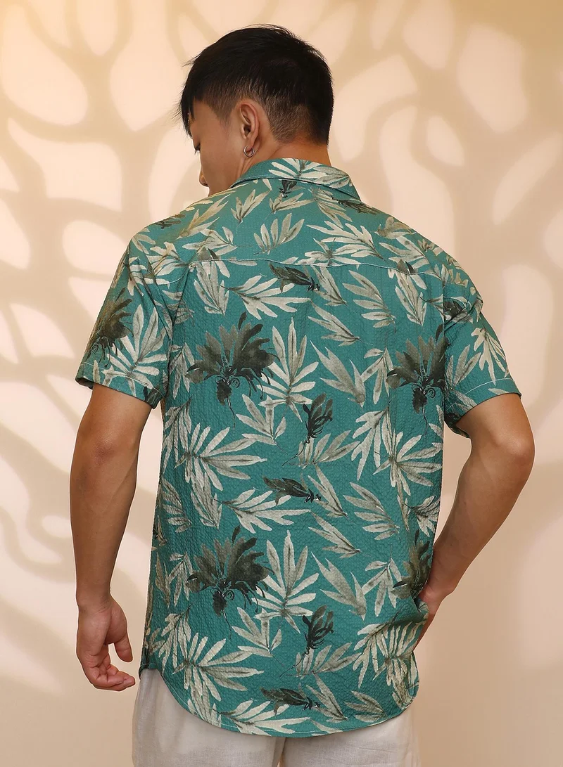 CAHOOT  Men's Sea Green Breezy Foliage Shirt for Men | Best Price UAE