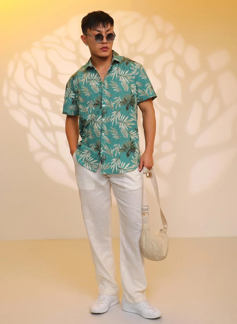 CAHOOT  Men's Sea Green Breezy Foliage Shirt for Men | Best Price UAE