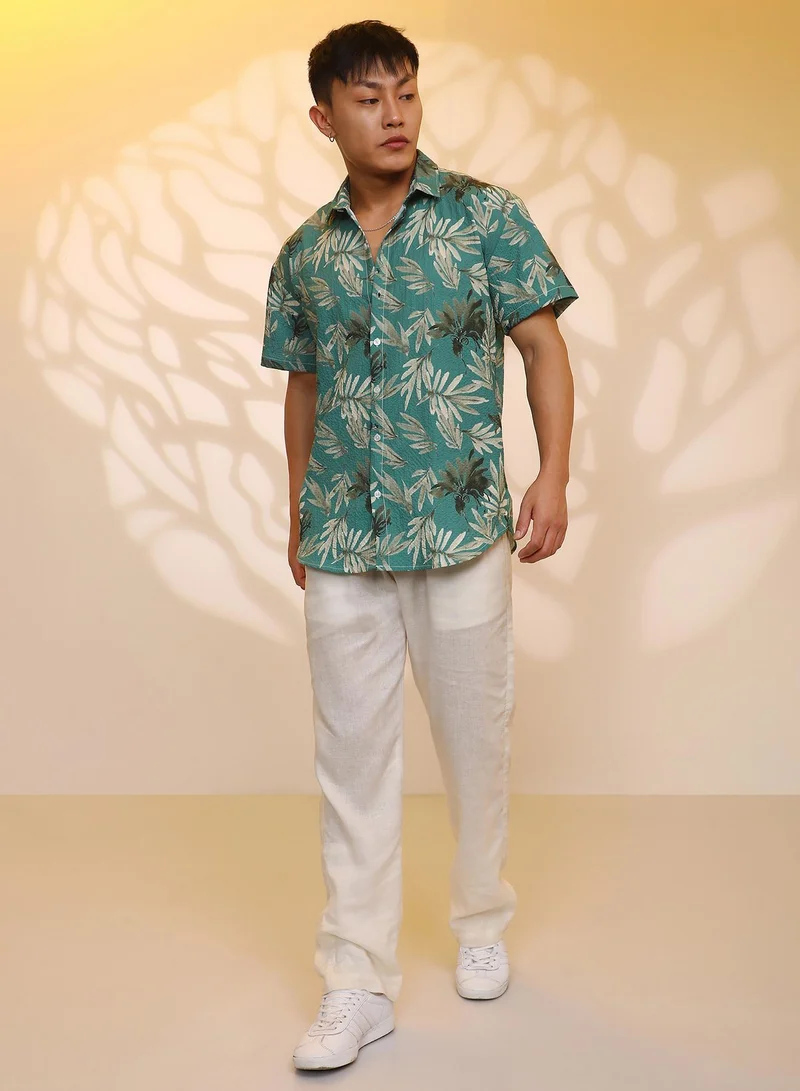 CAHOOT  Men's Sea Green Breezy Foliage Shirt for Men | Best Price UAE