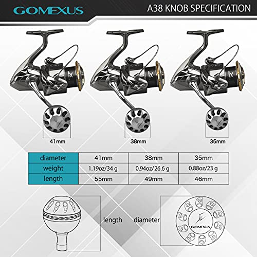 GOMEXUS Power Knob Compatible with Shimano 19 Stradic FL 15 Stradic FK 1000-4000 Stella FJ Daiwa Exist LT Certate LT Luvias LT Direct Fitment Reel Handle Replacement 38mm Metal Round - Image 5
