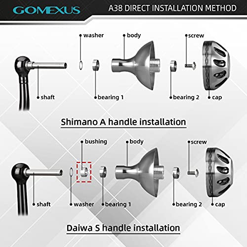GOMEXUS Power Knob Compatible with Shimano 19 Stradic FL 15 Stradic FK 1000-4000 Stella FJ Daiwa Exist LT Certate LT Luvias LT Direct Fitment Reel Handle Replacement 38mm Metal Round - Image 3