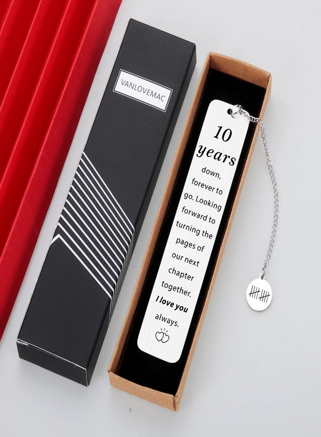 Vanlovemac 10 Year Anniversary Bookmark for Him Her,10th Anniversary Tin Gifts for Wife Husband,10 Year Wedding Anniversary Tin Gifts for Men Women,Couple Aluminum Gifts for 10th Wedding Anniversary - Image 2