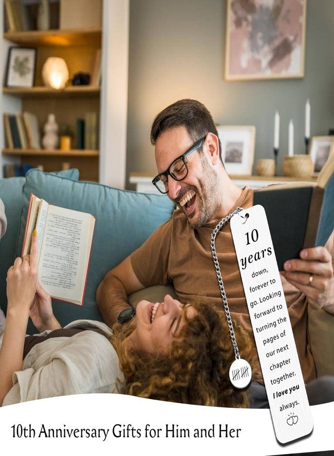 Vanlovemac 10 Year Anniversary Bookmark for Him Her,10th Anniversary Tin Gifts for Wife Husband,10 Year Wedding Anniversary Tin Gifts for Men Women,Couple Aluminum Gifts for 10th Wedding Anniversary - Image 3