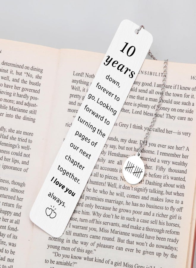 Vanlovemac 10 Year Anniversary Bookmark for Him Her,10th Anniversary Tin Gifts for Wife Husband,10 Year Wedding Anniversary Tin Gifts for Men Women,Couple Aluminum Gifts for 10th Wedding Anniversary - Image 4
