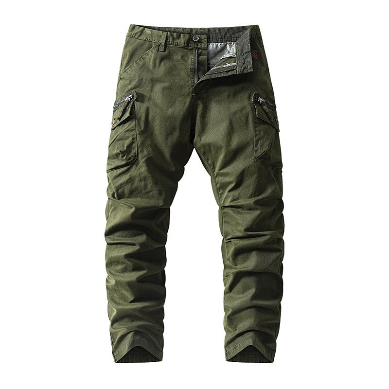Cross-border Amazon Crane Pants Mens Four Seasons Cotton Multi-pocket Casual Pants Loose Straight Sports Long Pants Grey - Image 5