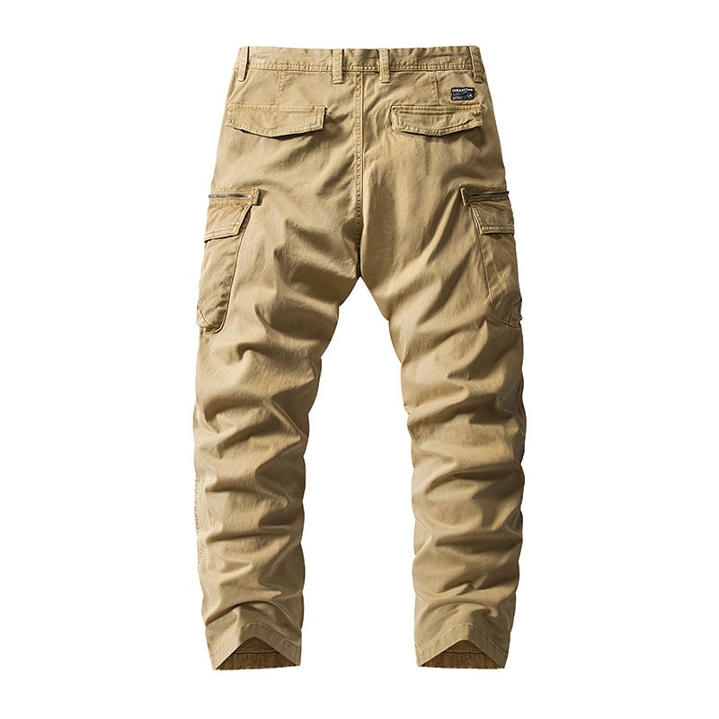 Cross-border Amazon Crane Pants Mens Four Seasons Cotton Multi-pocket Casual Pants Loose Straight Sports Long Pants Grey - Image 3