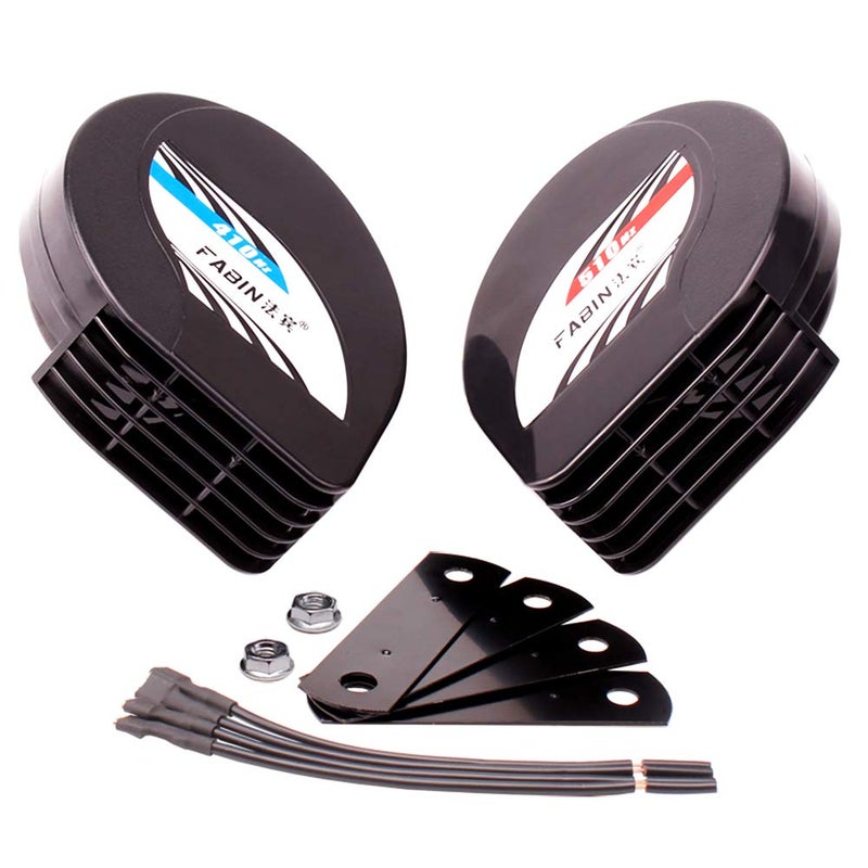 FARBIN Compact Horn 12V Waterproof Car Horns Loud Dual-Tone Electric Snail Horn Kit Universal for Any 12V Vehicles