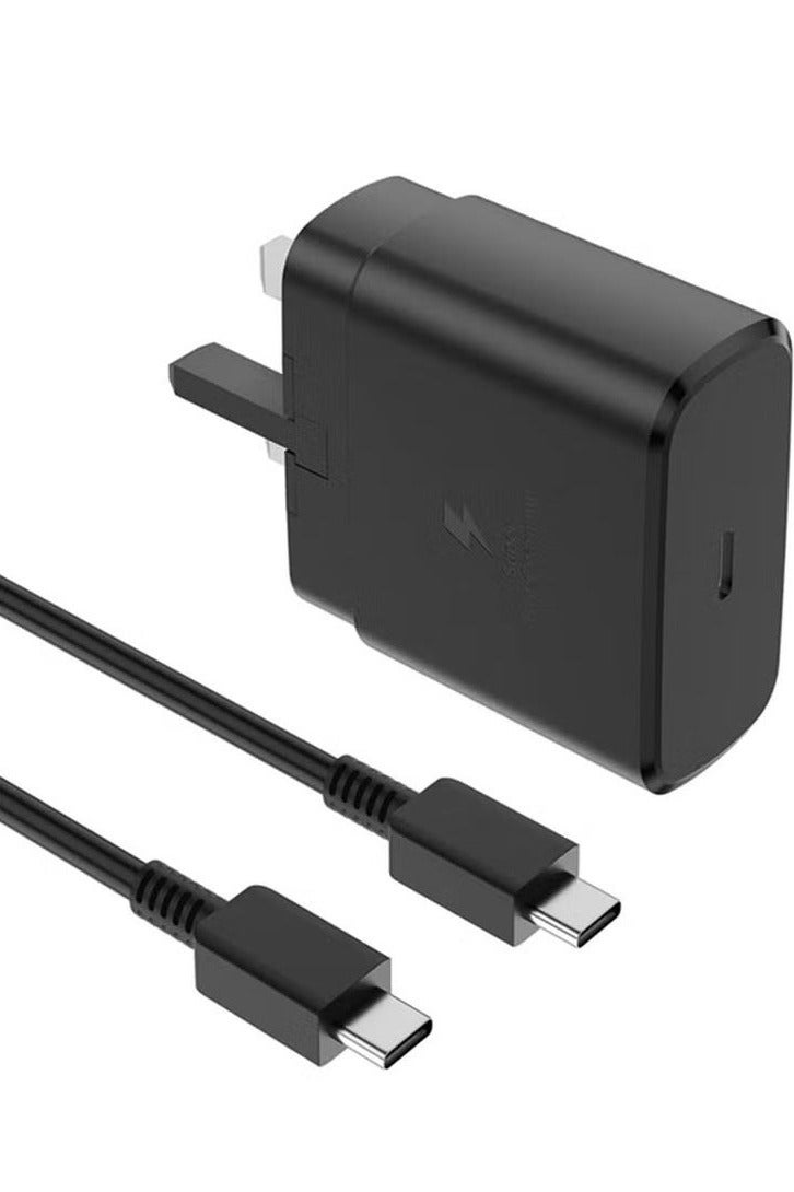 45W Super Fast Charger with Type-C Jack and USB-C Cable, 1.5m Fast Charging Wall Adapter, Compatible with S24 Ultra/S24 Plus/S23 FE/S24/S22/S21 S20, A54 A25 A15 A05S A53 A34 A23 5G, Z Fold 4 5/Z Filp, Tab S7 S8, and Other Devices, Black - Image 1