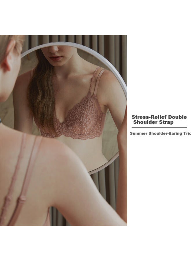 Hsia Thin Double-shoulder Strap Lace Ultra-thin Bra For Large Minimizing Effect, Women's, Black, 80d - Image 4