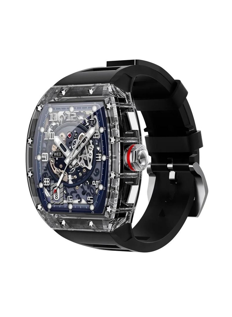 Vierex 2023 Smart Watch Men IP68 Waterproof Blood Pressure Oxygen NFC AI Voice Bluetooth Call Swimming Sports Crystal Clear Case Health Monitoring - Image 1