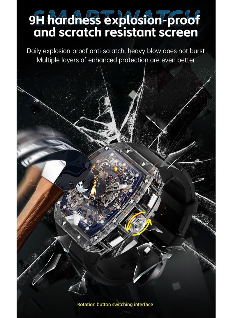 Vierex 2023 Smart Watch Men IP68 Waterproof Blood Pressure Oxygen NFC AI Voice Bluetooth Call Swimming Sports Crystal Clear Case Health Monitoring - Image 2
