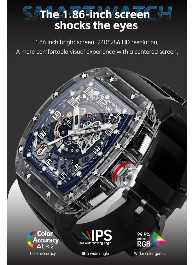 Vierex 2023 Smart Watch Men IP68 Waterproof Blood Pressure Oxygen NFC AI Voice Bluetooth Call Swimming Sports Crystal Clear Case Health Monitoring - Image 3