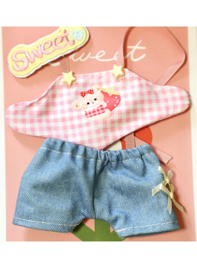 Daifa Cotton Doll Clothes 15/20cm Cute Suit Sling Clothes Girl Clothes Swimwear Cheap Doll Clothes-Specifications:15cm Doll Clothes (excluding Dolls-Color:Headwear Top Pants - Image 1