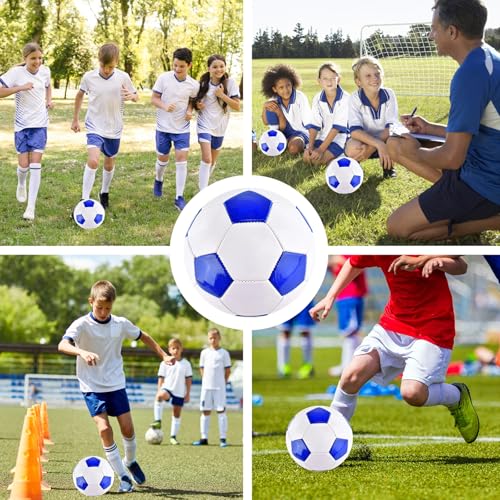 ELKCIP Classic deflated Soccer Balls Size 4/5 with Pump and Mesh Bag for Indoor Outdoor Lawn Game Training Practice Bulk Sport Gift for Beginner Adults, Blue, Size 5 - Image 5