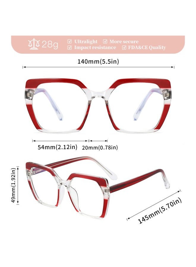 MORESHINE Anti-Blue Glasses for Women Clear Lens Blue Light Blocking Glasses Thick Frame Geometric Glasses Square Shape TR90, 95932-c7red - Image 5