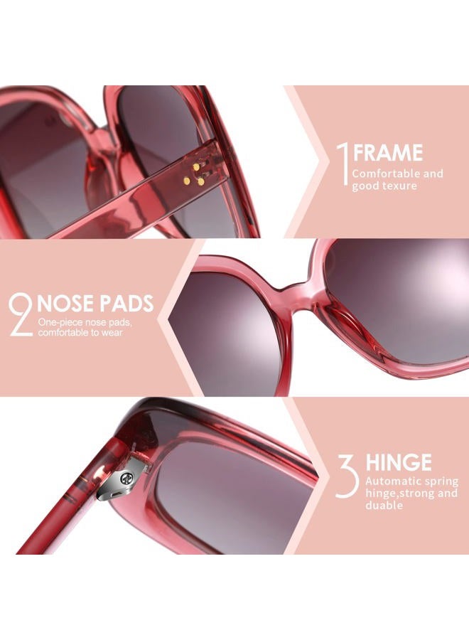 MORESHINE Anti-Blue Glasses for Women Clear Lens Blue Light Blocking Glasses Thick Frame Geometric Glasses Square Shape TR90, 95932-c7red - Image 3
