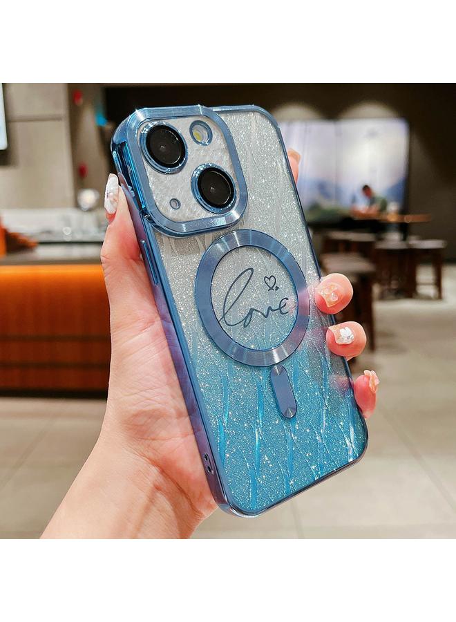 S-TOP Case For iPhone 13 Dual-Love Leaves Gradient Glitter Magsafe TPU Phone Case - Image 1