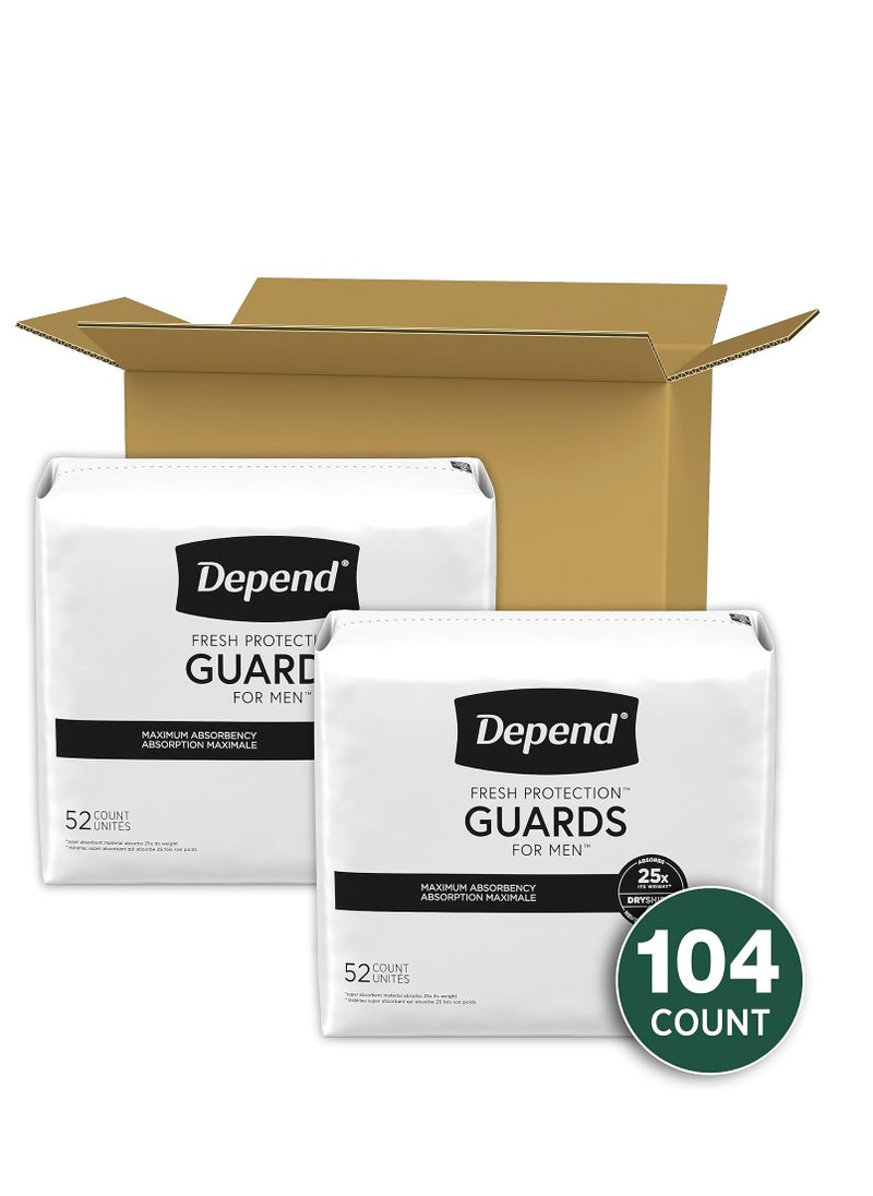 Depend Incontinence Pads For Men And Bladder Control Pads, Maximum Absorbency, 104 Count, 2 Packs Of 52, Packaging May Vary  - Image 2