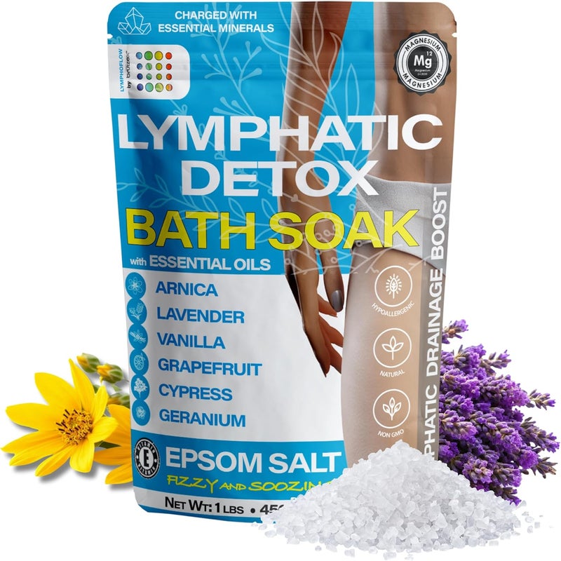 Arnica Montana Bath Salts Espom Salt Bath Soak for Lymphatic Drainage  Body Detox Epsom Salts for Soaking with Essential Oils Bath Salts for Pain Relief Swelling  Post Surgery 1 Lb