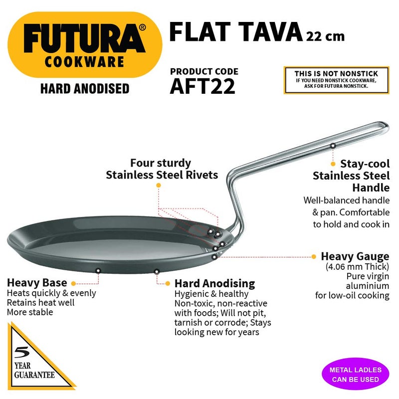 Hawkins Hawkins Futura Hard Anodised Flat Tava 22 cm 406 mm Black  - Image 2