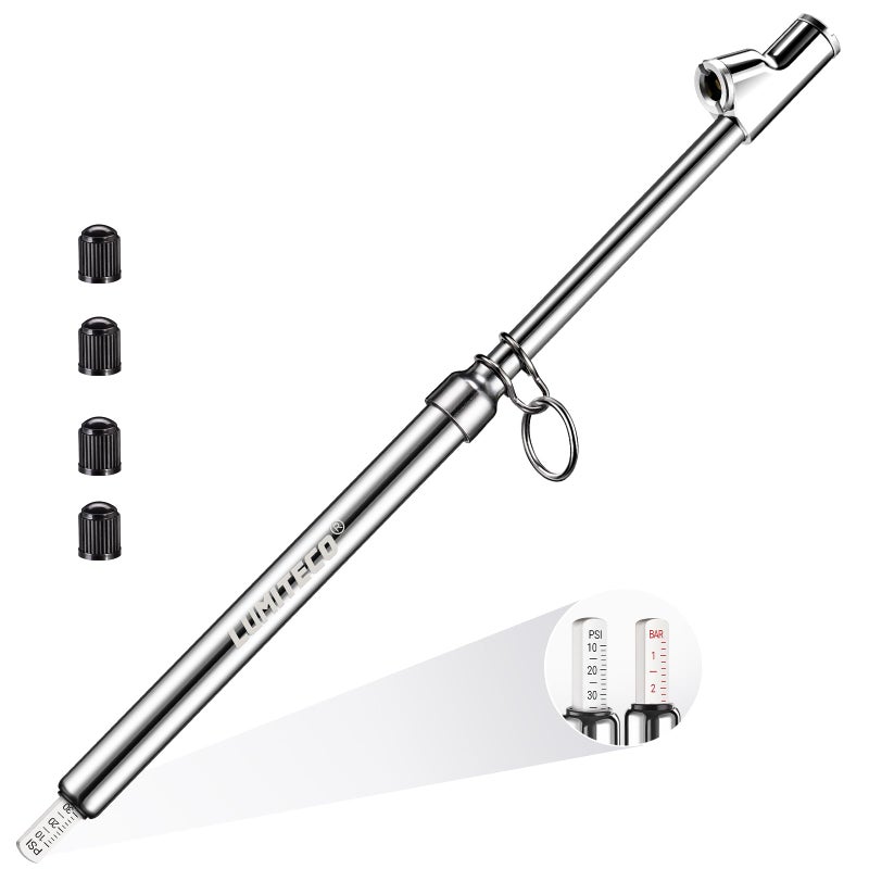 LUMITECO Dual Head Tire Pressure Gauge Heavy Duty Extension Air Tire Gauge for Tire Pressure Range 10150PSI 110BAR Straight Foot Dual Head Chuck Auto Service Gage for CarSemi TruckRVMotorcycle - Image 3