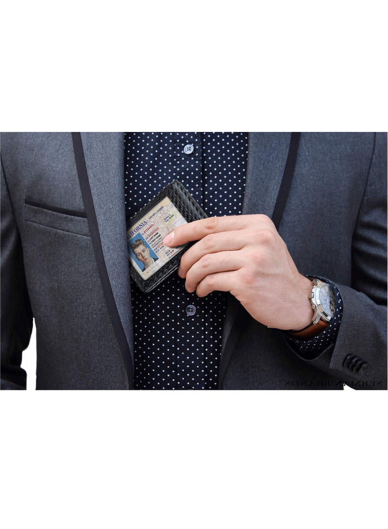 Y&D Mens Slim Wallet, Bifold RFID Blocking Front Pocket Wallets Minimalist Credit Card Holder with Money Clip for Men ID Window Gift Box(Black)  - Image 3