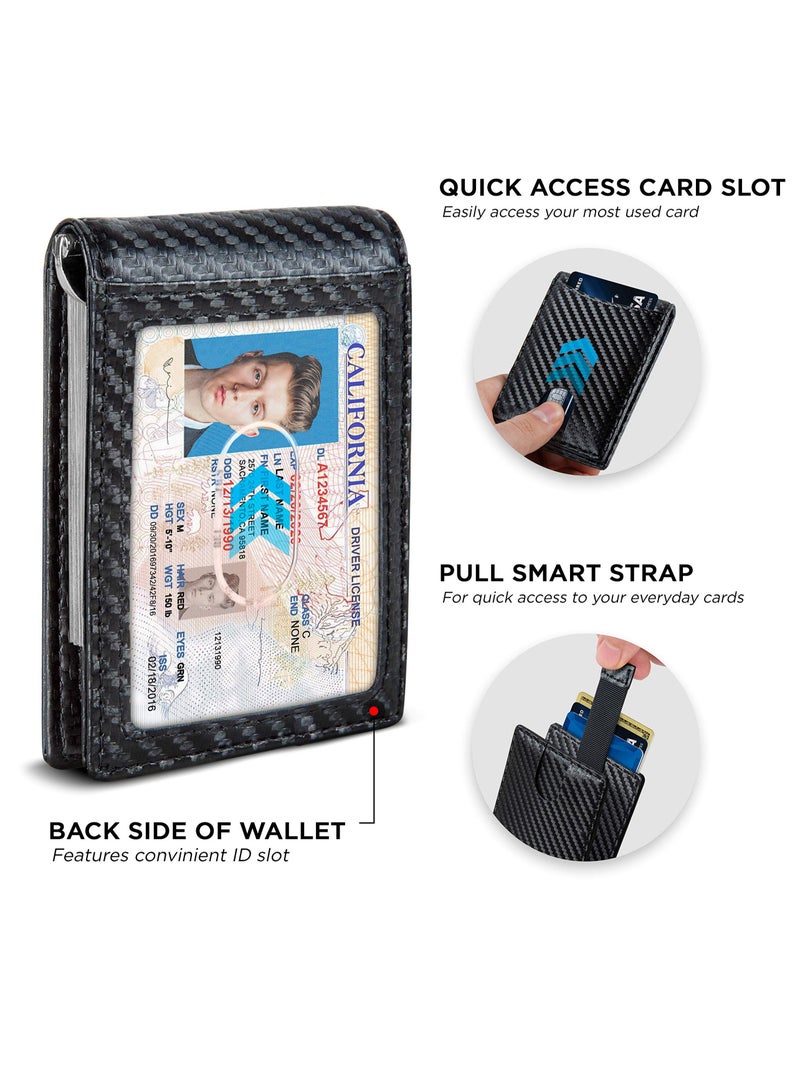 Y&D Mens Slim Wallet, Bifold RFID Blocking Front Pocket Wallets Minimalist Credit Card Holder with Money Clip for Men ID Window Gift Box(Black)  - Image 4