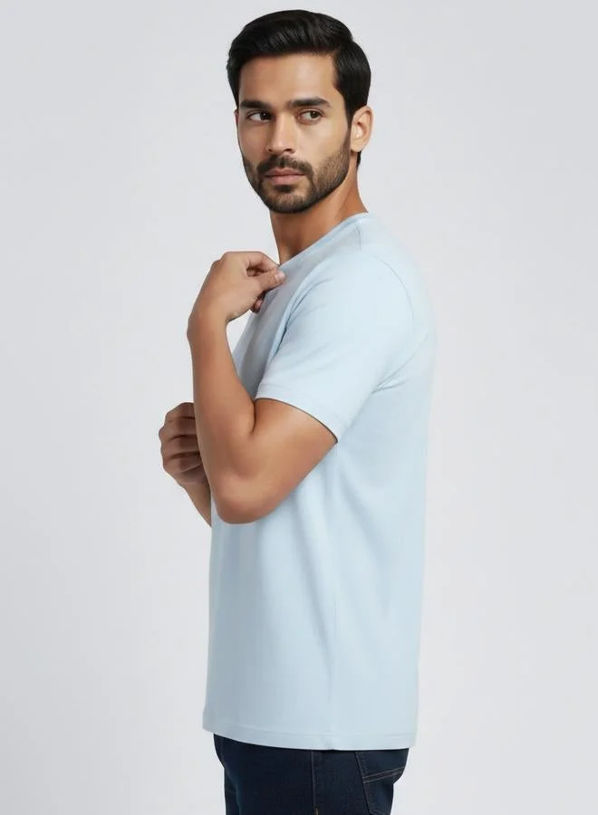 Clans&Hans Men Blue Soft Cotton Round Neck T-Shirt
