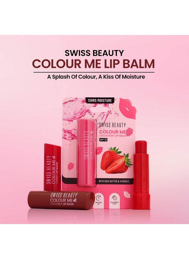 Swiss Beauty - Colour Me Tinted Lip Balm With 12 Hours Of Hydration For Dry & Chapped Lips With Spf 15 Shea Butter And Vitamin E Long Lasting Glossy Finish Lip Balm Shade Cherry Pop 4.5G - Image 1