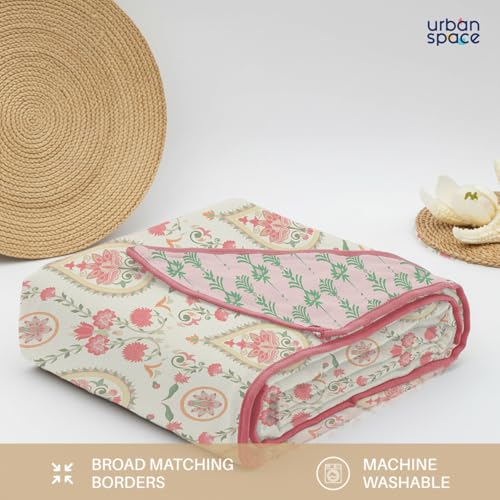 Urban Space 100% Cotton Malmal Single Bed Dohar, All Season Reversible Blanket, Soft, Lightweight and Breathable Ac Dohar/Quilt/Blanket/for Bed, Sofa AC Blanket (58 x 95 inch, Persian Courtyard Peach) - Image 5