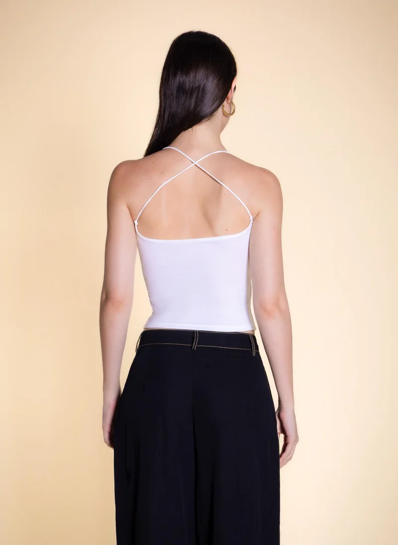 Shapes White THIN STRAP PADDED TANK TOP for Women | Best Price UAE