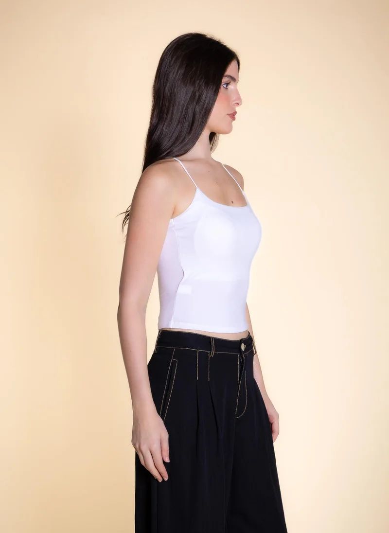 Shapes White THIN STRAP PADDED TANK TOP for Women | Best Price UAE