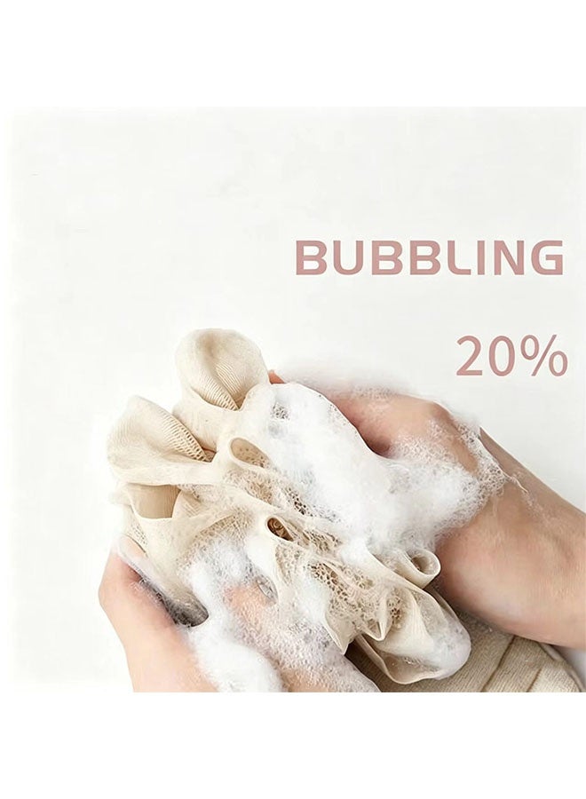 3Pcs Exfoliating Natural Loofah Sponge Back Scrubber for Shower, luffa Exfoliating Bath Strap& Sponge Pads & Exfoliating Glove, Bath Shower Scrubber for Men and Women(Beige) - Image 2