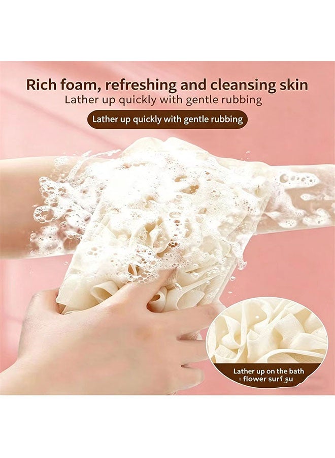 3Pcs Exfoliating Natural Loofah Sponge Back Scrubber for Shower, luffa Exfoliating Bath Strap& Sponge Pads & Exfoliating Glove, Bath Shower Scrubber for Men and Women(Beige) - Image 4