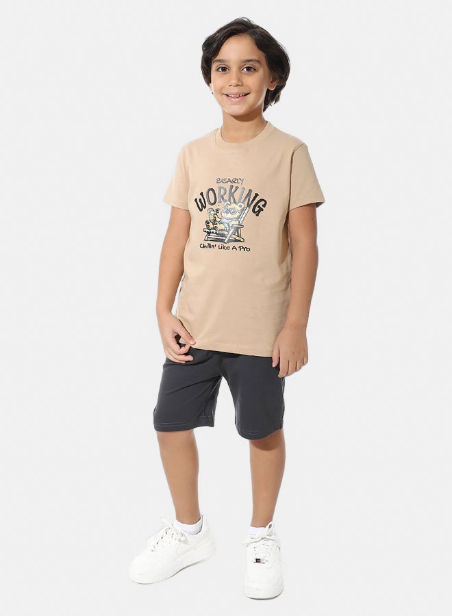 Andora Elastic Waist Plain Cotton Short _ Dark Gray - Image 5