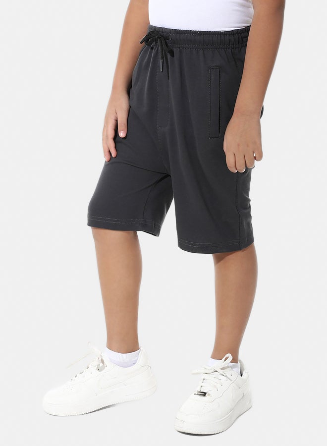 Andora Elastic Waist Plain Cotton Short _ Dark Gray - Image 1