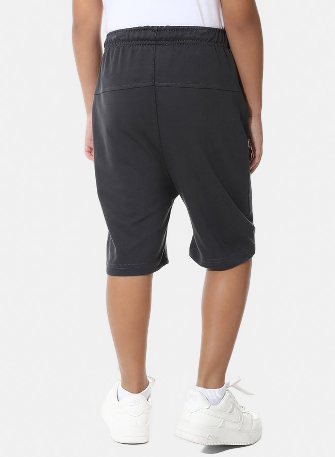 Andora Elastic Waist Plain Cotton Short _ Dark Gray - Image 3