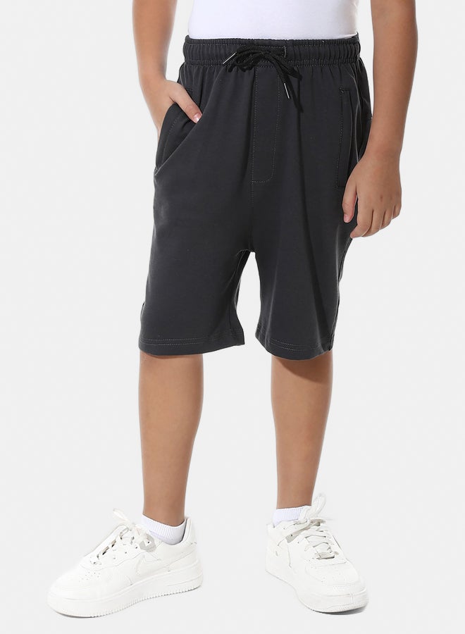 Andora Elastic Waist Plain Cotton Short _ Dark Gray - Image 2