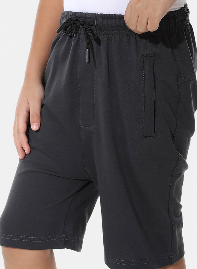 Andora Elastic Waist Plain Cotton Short _ Dark Gray - Image 4