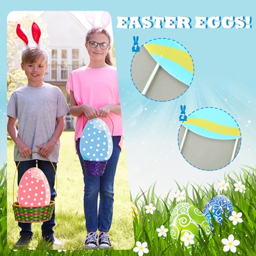 GlikCeil 18 Pcs Easter Colorful Eggs Yard Signs with Stakes Cute Eggs Yard Decorations Decor Waterproof Outdoor Decorations with Stakes for Home Lawn Garden Pathway Walkway Party Supplies, 18 Styles - Image 5