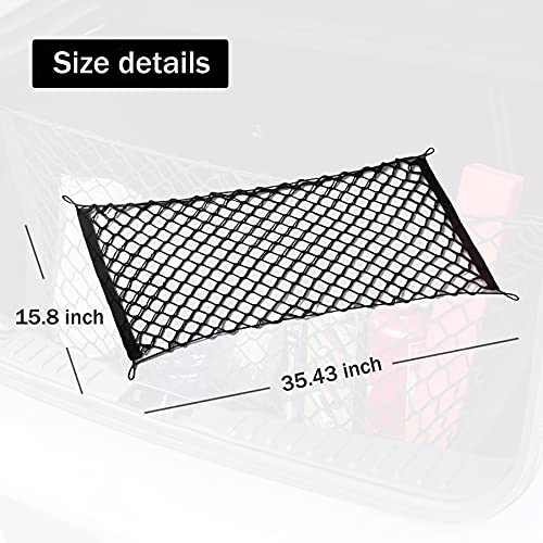 Amiss Cargo Net Stretchable, Car Exterior Accessories, Adjustable Elastic Trunk Storage Net with Hook for SUVs, Cars and Trucks (35.4x15.8 Inch) - Image 3