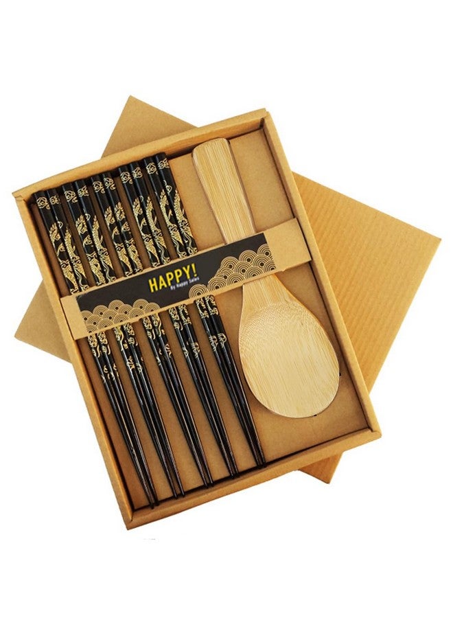 Happy Sales Happy Sales CH-80, Bamboo Chopsticks Gift Set Rice Paddle Included, Dragon  - Image 1