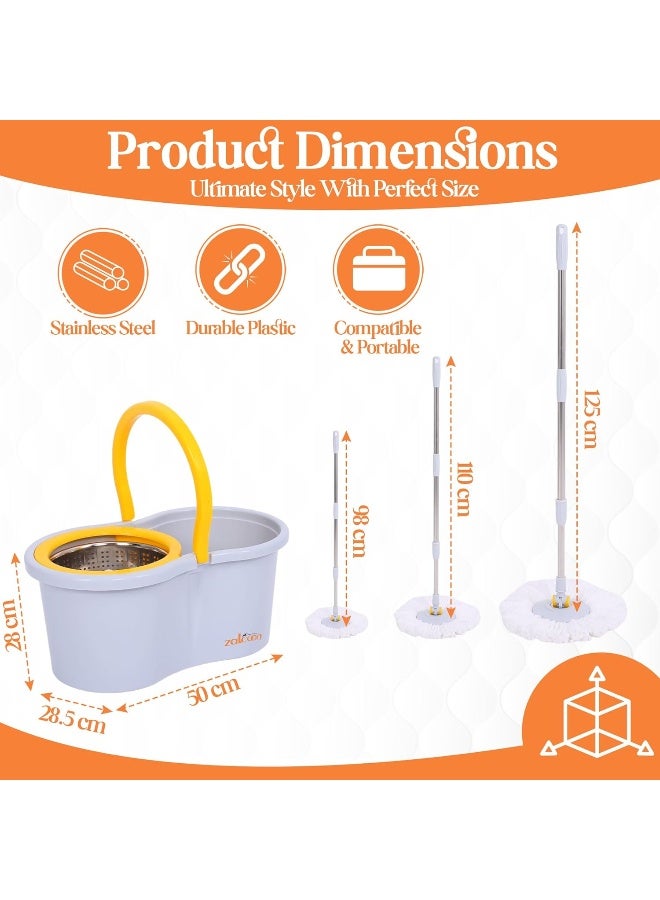 Zalcoon Spin Mop Replacement Stainless Steel Handle, Base and Refill for 360Â° Mop - Image 2