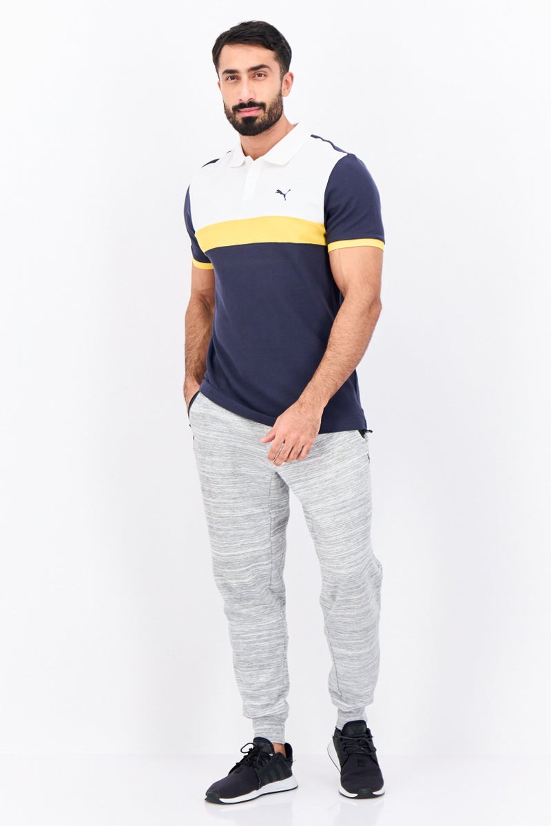 PUMA Men Slim Fit Brand Logo Short Sleeves Outdoor Polo Shirt, Navy Combo  - Image 4