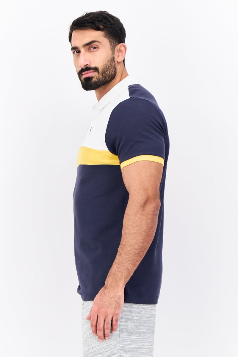 PUMA Men Slim Fit Brand Logo Short Sleeves Outdoor Polo Shirt, Navy Combo  - Image 2