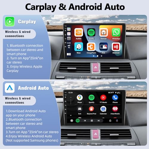 SIXWIN Android 13 Car Stereo for Honda Accord 2008 2009 2010 2011 2012 2013 10.1 Inch Touch Screen 2G+64G CarPlay Android Auto Car Radio Bluetooth GPS Navigation HiFi WiFi FM SWC Backup Camera MIC - Image 5