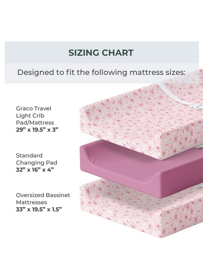 Pobibaby - 2 Pack Premium Changing Pad Covers for Girls, Ultra-Soft Breathable Cotton Diaper Changing Table Covers - Floral Nursery Changing Pad Sheets for Baby Girl (Blossom) - Image 3