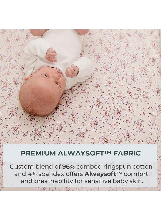 Pobibaby - 2 Pack Premium Changing Pad Covers for Girls, Ultra-Soft Breathable Cotton Diaper Changing Table Covers - Floral Nursery Changing Pad Sheets for Baby Girl (Blossom) - Image 2